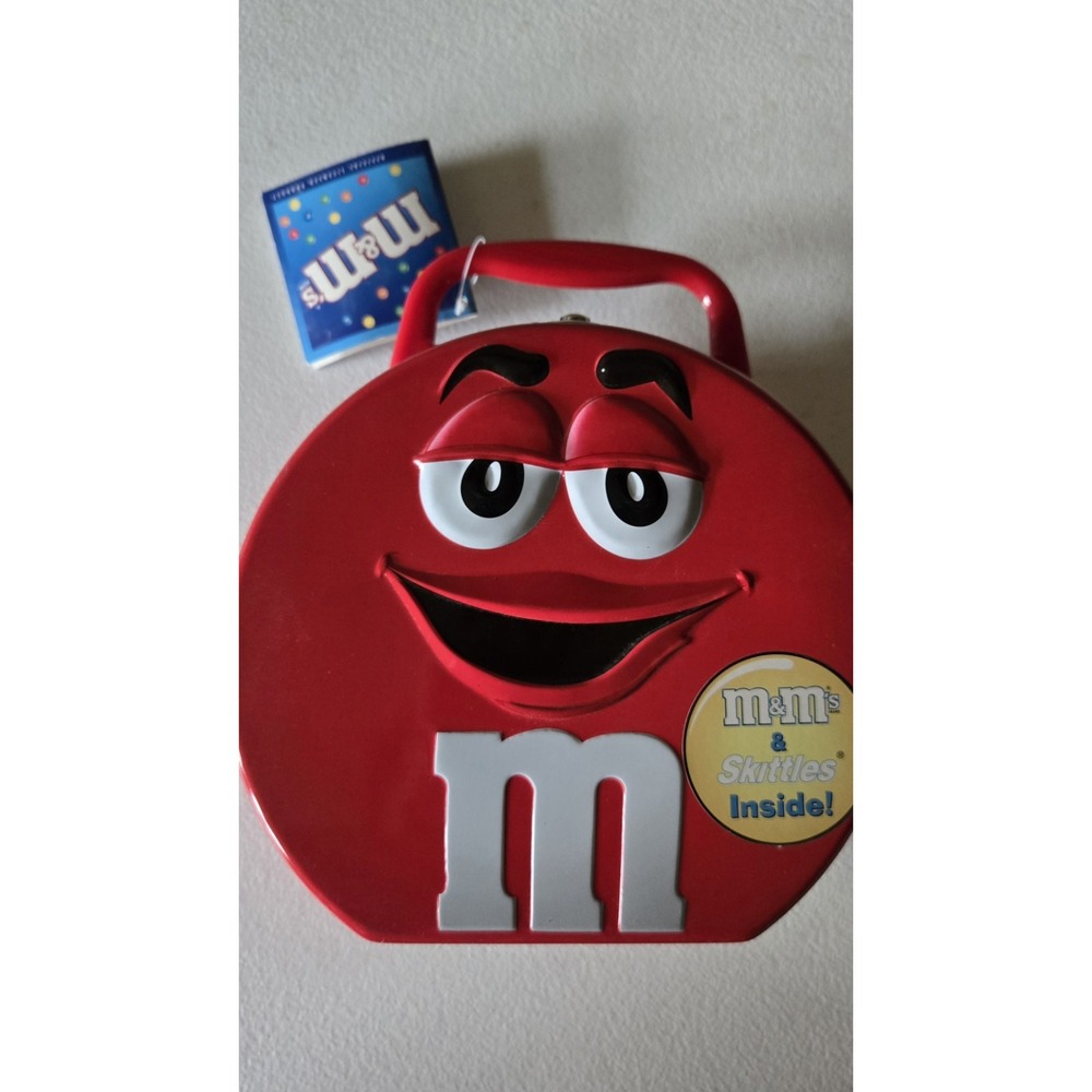 NWT RED M&M Metal Tin Candy Lunch‎ Box 2002 by Mars, Inc. Vintage SEALED!!